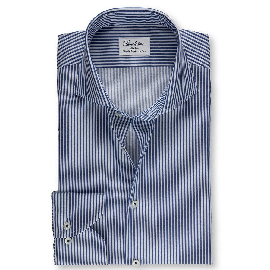 Stenstroms Blue Striped Twill Shirt 722111 3365 122 Blue