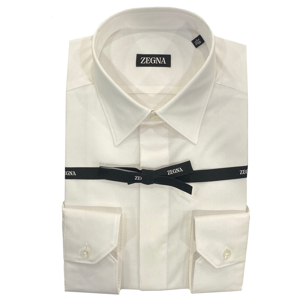 Zegna White Texture Shirt 501341A5.9YC0CA.40.G