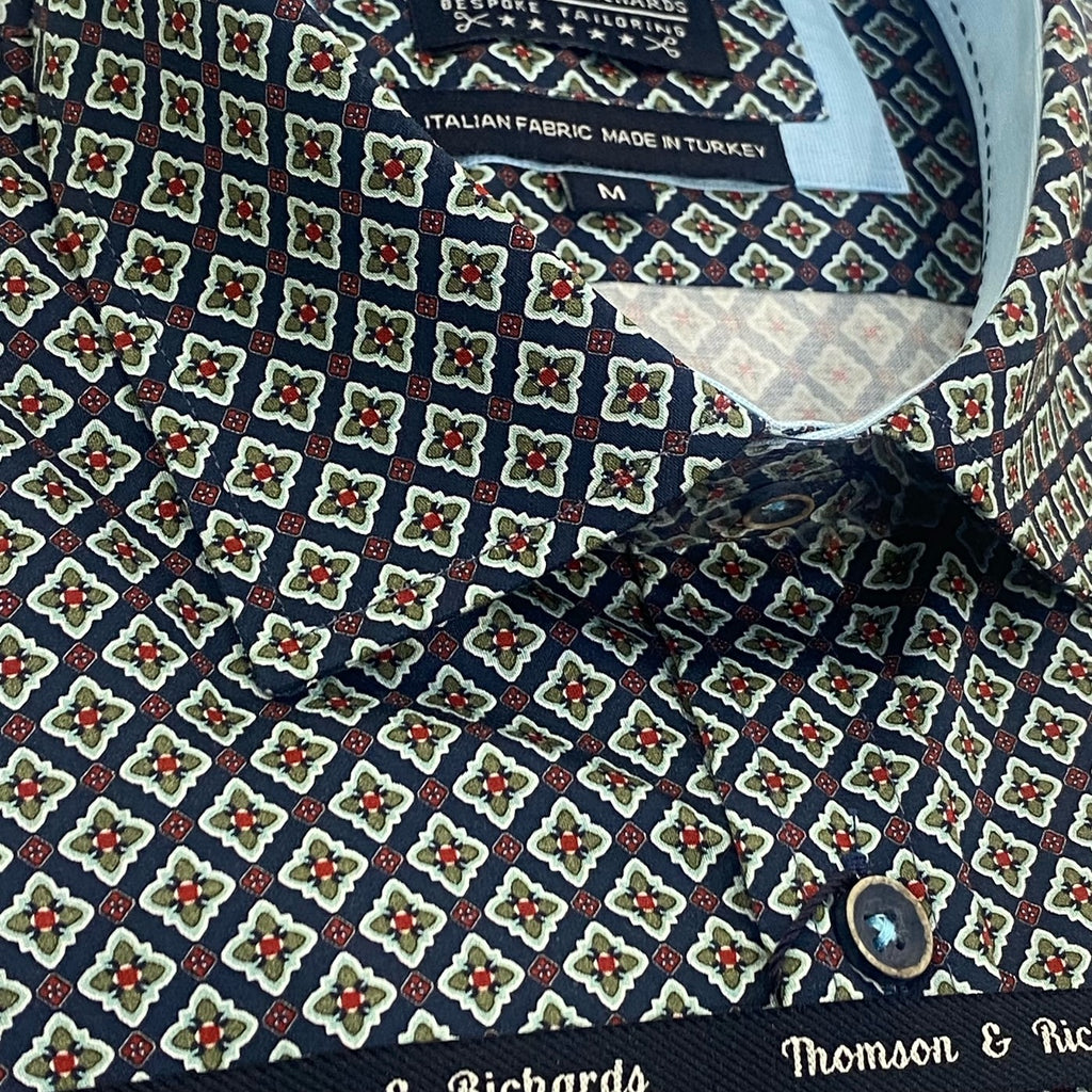 Thomson & Richards Deepak Navy / Burgundy Shirt
