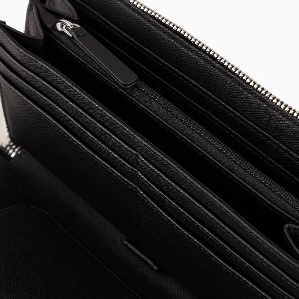 Emporio Armani Zip-Around Wallet in Regenerated Saffiano Leather