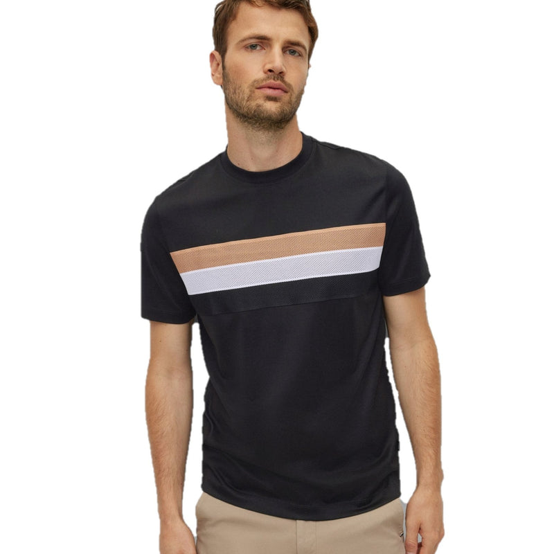 Hugo Boss Tiburt Signature Mesh Stripe T-Shirt 50476757 001 Black