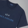 Paul &amp; Shark Cotton T-Shirt With Flocked Logo 14311604 050 Blue