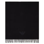 Emporio Armani fringed scarf with eagle print 625214 CC318 00020 Black