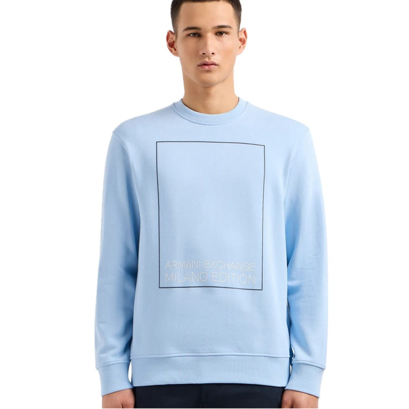 Armani Exchange Organic Cotton Sweatshirt 3DZMHH ZJGGZ 15DF Light Blue