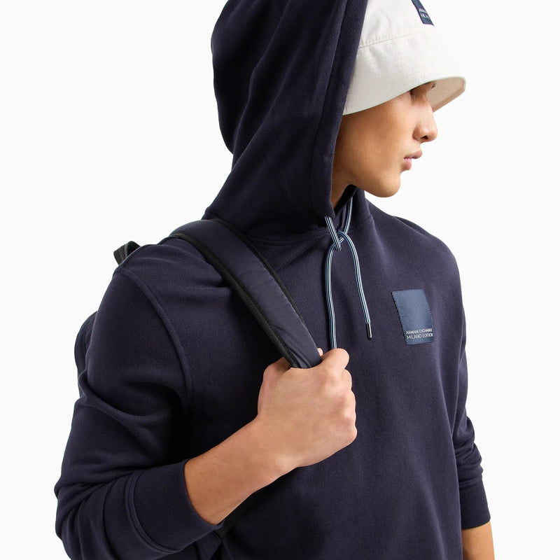 Armani Exchange Cotton Hoodie 3DZMHJ ZJGGZ 15CX Navy Blue