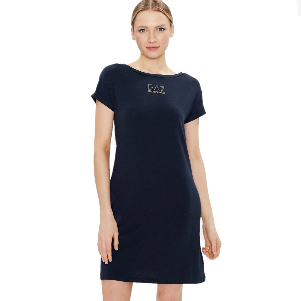 EA7 Womens Short Sleeve Mini Dress 3DTA52 TJDQZ 1555 Navy Blue