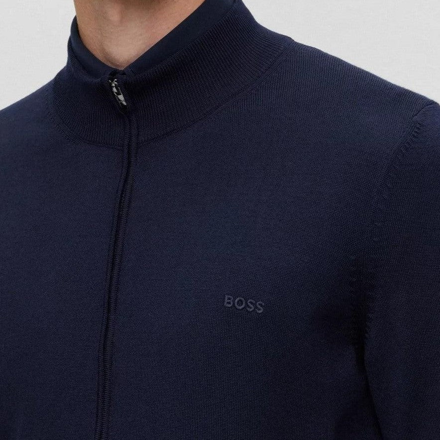 Hugo Boss Zip Up Knitted Cardigan 50476347 10243951 404 Dark Navy