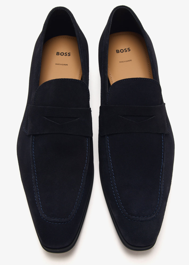Hugo Boss Brown Leather Driver Moccasins 50523062 10262618 401 Dark Blue