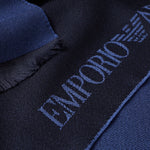 Emporio Armani Wool scarf with jacquard logo lettering 625007 CC307 18935 Navy