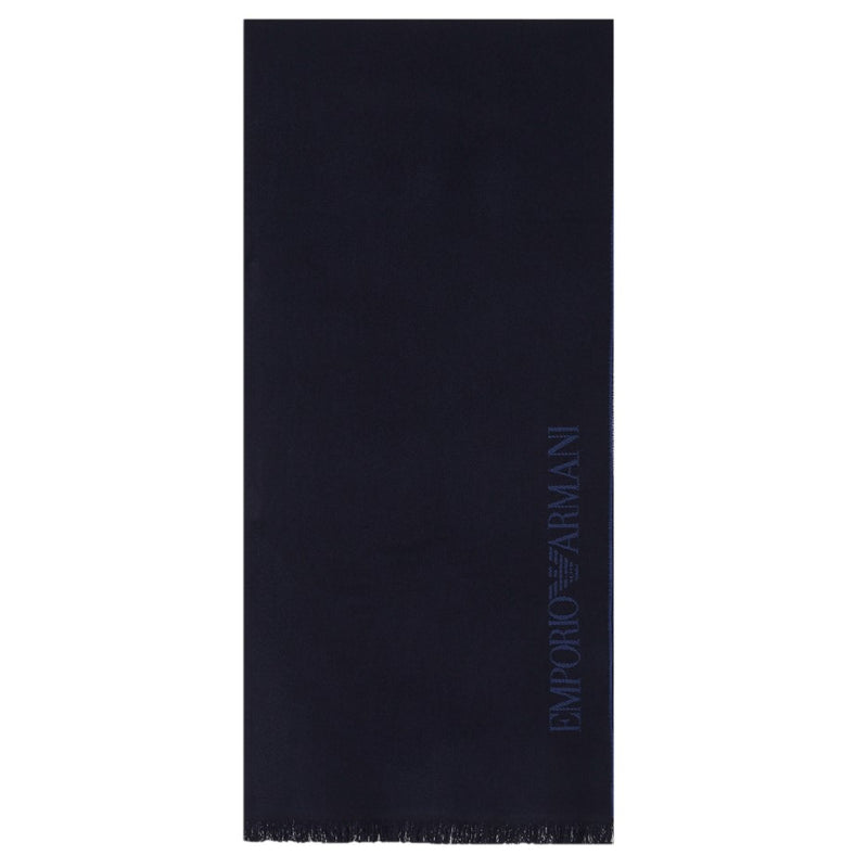 Emporio Armani Wool scarf with jacquard logo lettering 625007 CC307 18935 Navy