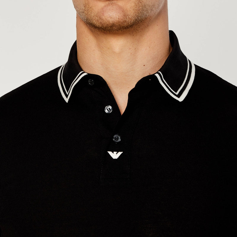 Emporio Armani Mercerised Piqué Polo 6D1F65 1JTKZ 00C0 Black