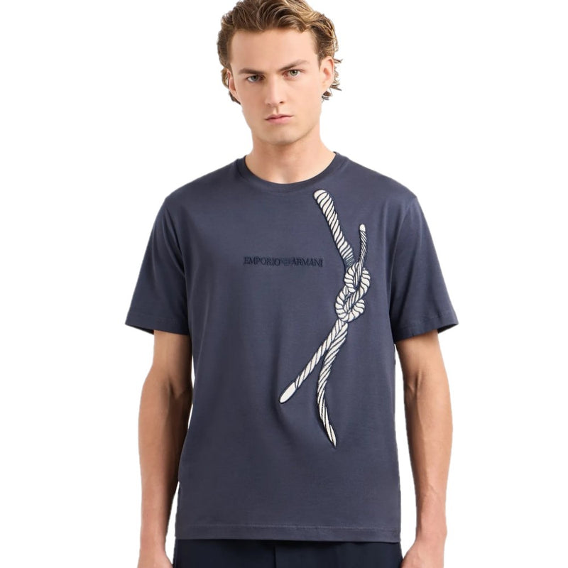 Emporio Armani Jersey T-shirt with Rope Embroidery 6D1T6U 1J7FZ 0935