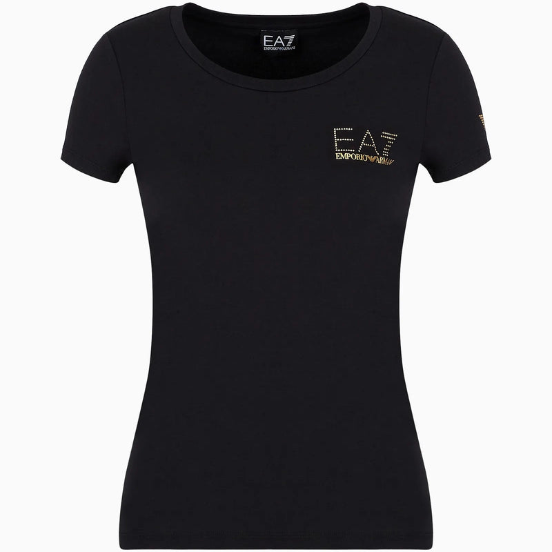 EA7 Womens Cotton-blend jersey Evolution T-shirt 8NTT65 TJDQZ 1200 Black