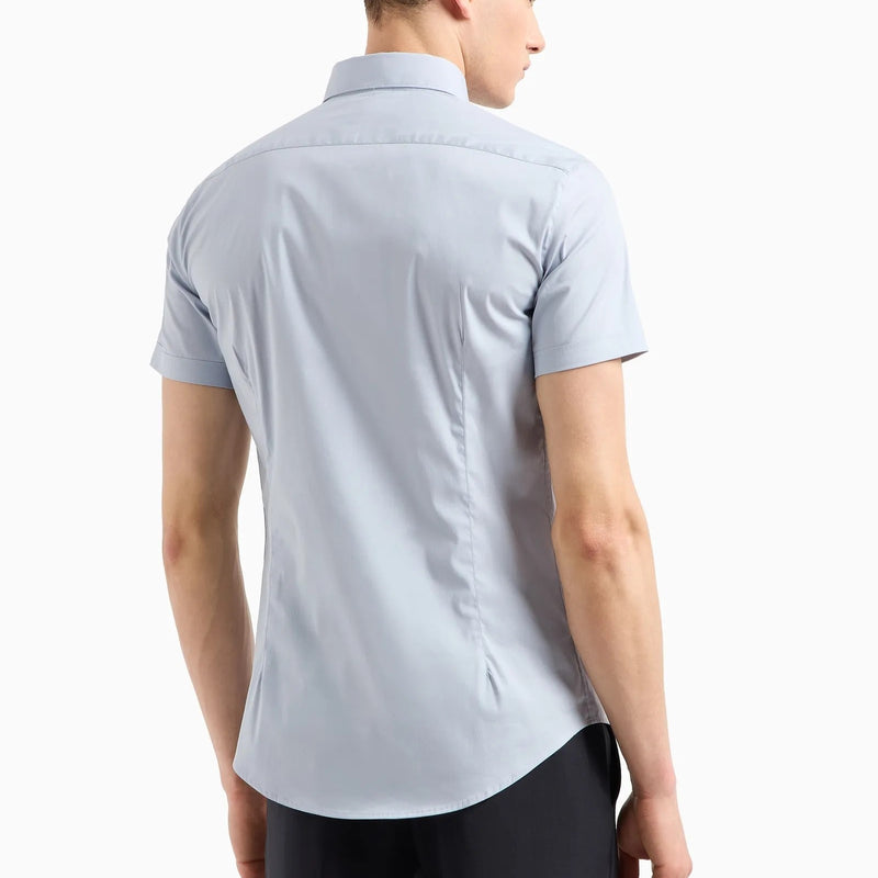 Emporio Armani Light Blue Short-Sleeved Shirt - Ignition For Men