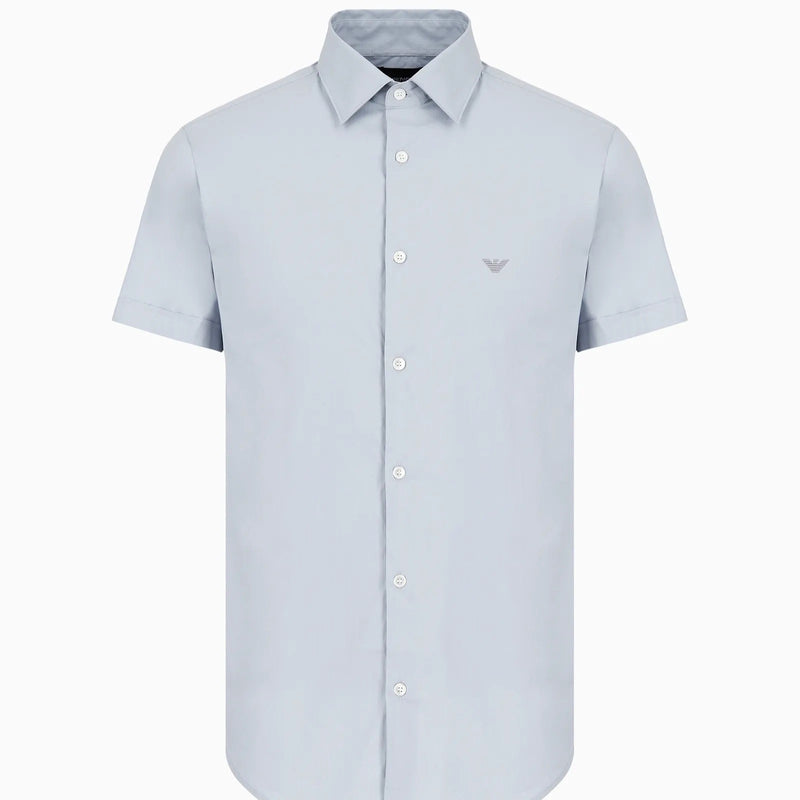 Emporio Armani Light Blue Short-Sleeved Shirt - Ignition For Men