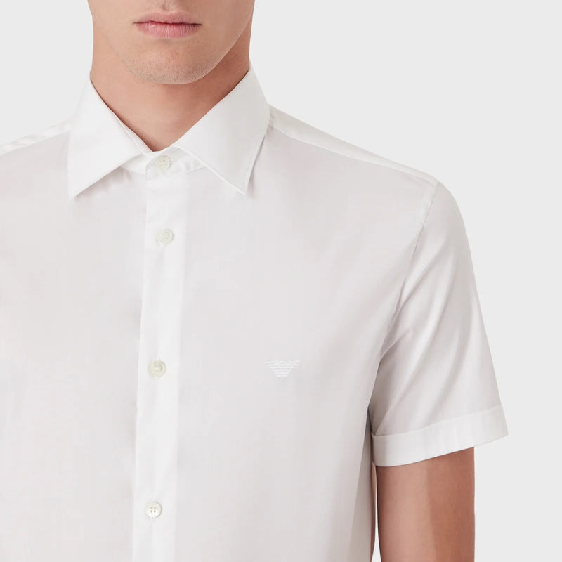 Emporio Armani White Short-Sleeved Shirt 8N1C91 1NI9Z 0100 WHITE