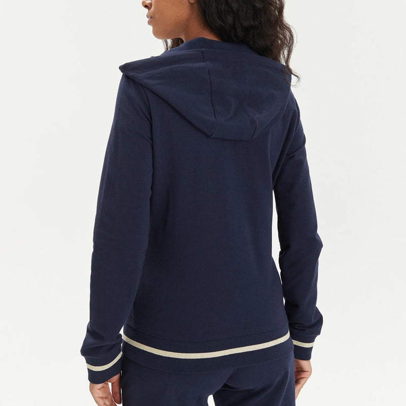 EA7 Womens Stretch-Cotton Hooded &nbsp;Sweatshirt 8NTM34 TJTXZ 1554 NAVY