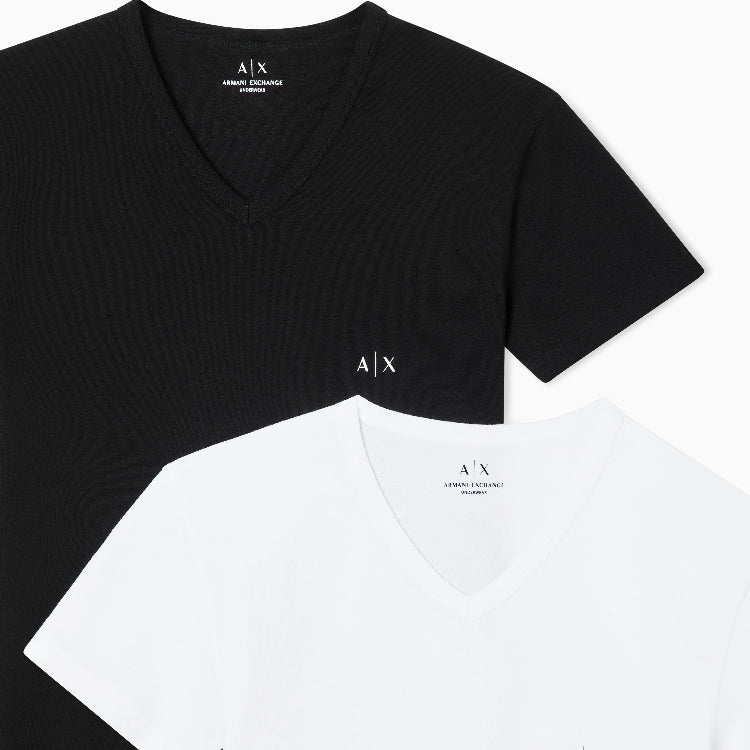 Armani Exchange 2 pack V-Neck T-Shirts 956004 CC282 42520 Black &amp; White