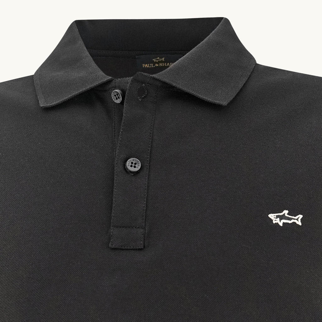 Paul &amp; Shark Double Piqué Cotton Polo 99311000 011 Black