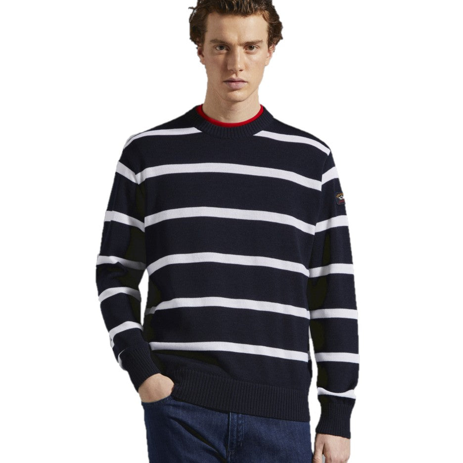 Paul &amp; Shark Bretagne Wool Crew Neck C0P1031 61101130 573 Blue / Milky white