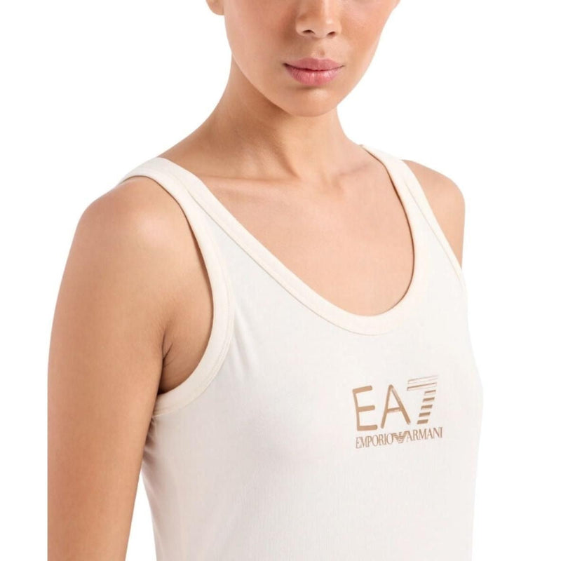 EA7 Womens Stretch Cotton Singlet Beige 3DTH52 TJFKZ 1156