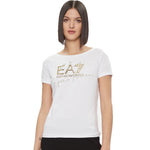 EA7 Womens T-Shirt White Gold 3DTT26 TJFKZ 0101