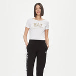 EA7 Womens T-Shirt White Gold 3DTT26 TJFKZ 0101