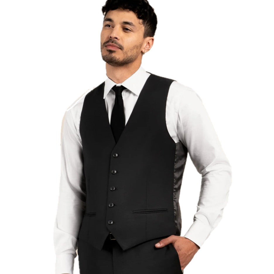 Rembrandt Churchill Jet Black Waistcoat - Ignition For Men