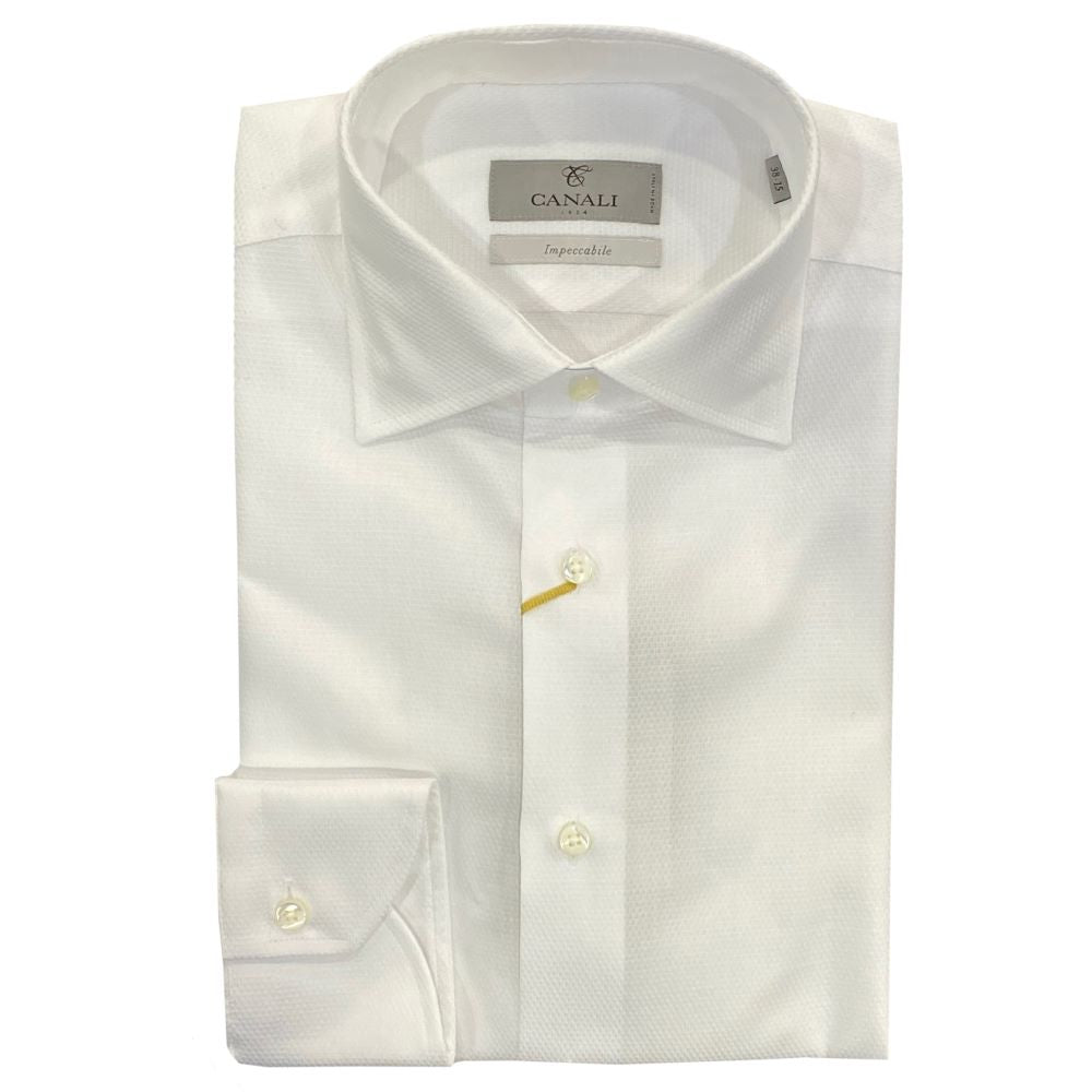 Canali Slim Fit Dress Shirt Canali White Textured Modern Fit Shirt White Slim-Fit Double-Cuff Cotton-Twill Shirt - white - EU 37 Canali Slim Fit Dress Shirt Canali White Textured Modern Fit Shirt White Slim-Fit Double-Cuff Cotton-Twill Shirt - white - EU 37