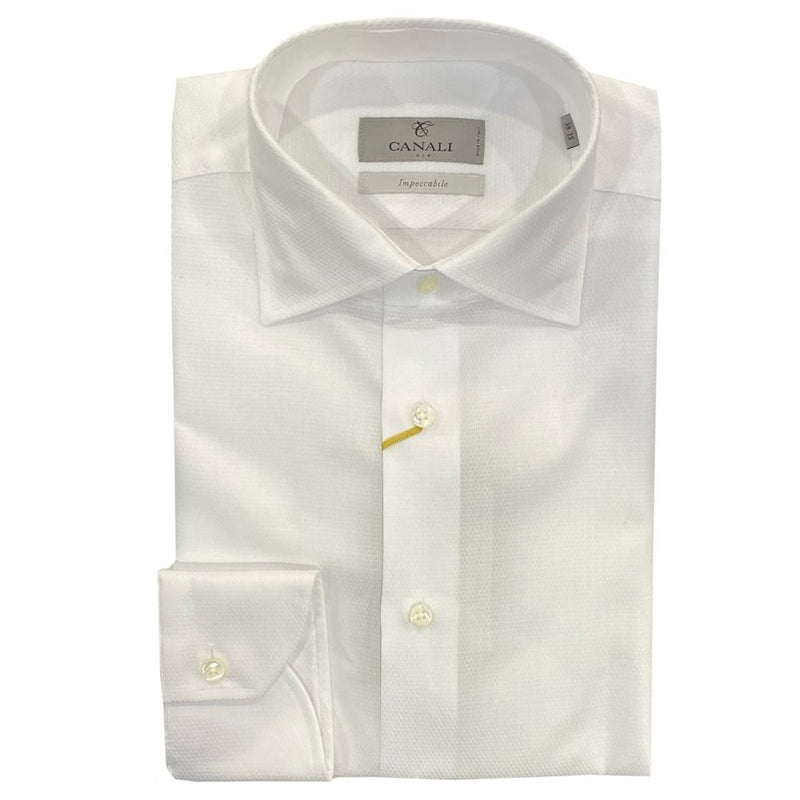 Canali White Textured Modern Fit Shirt GR02923 / 001 N718