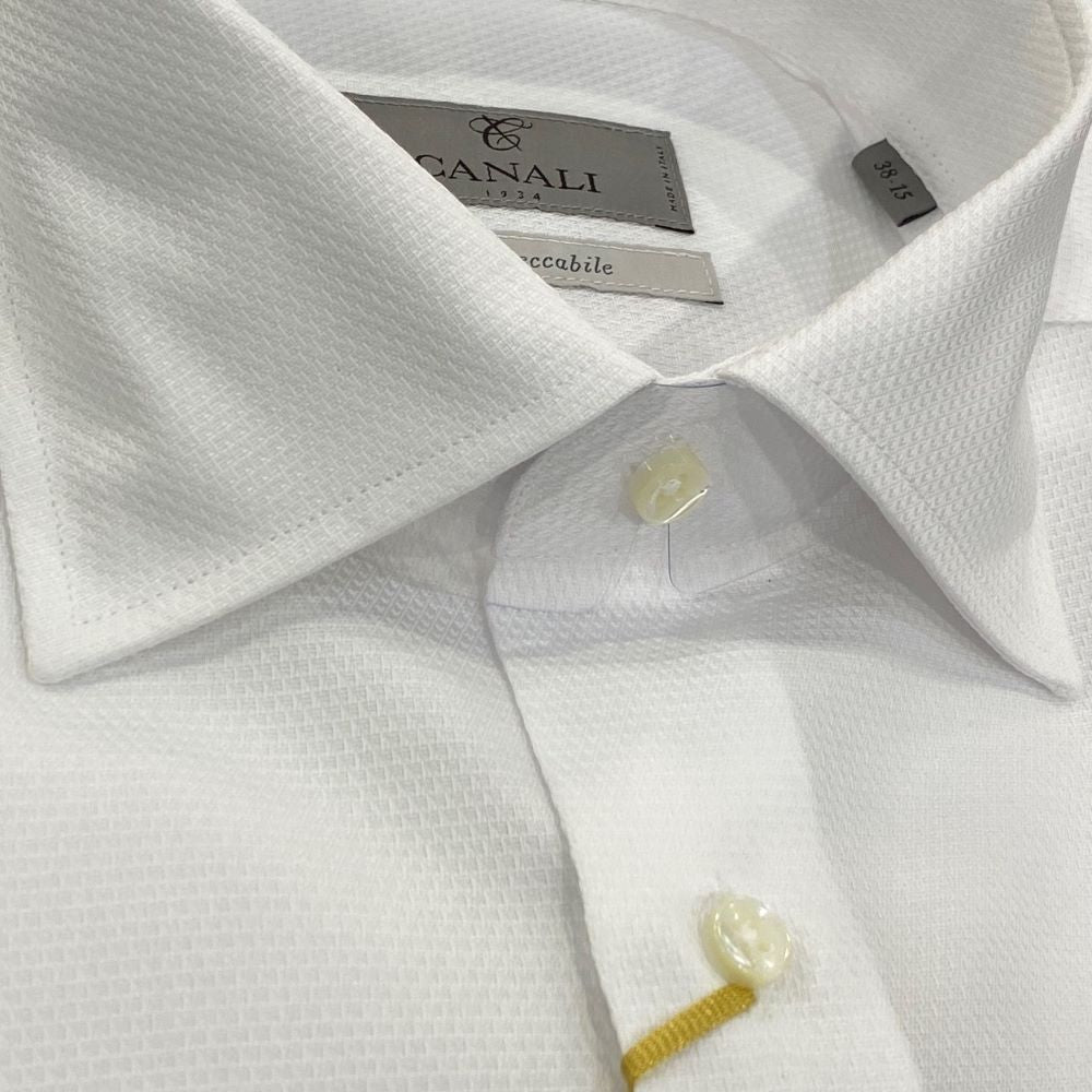 Canali White Textured Modern Fit Shirt GR02923 / 001 N718