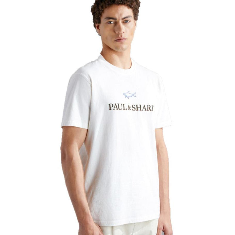 Paul & Shark Cotton T-Shirt With Flocked Logo 14311604