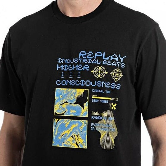 Replay Printed T-Shirt Black M6692.000.2660.098