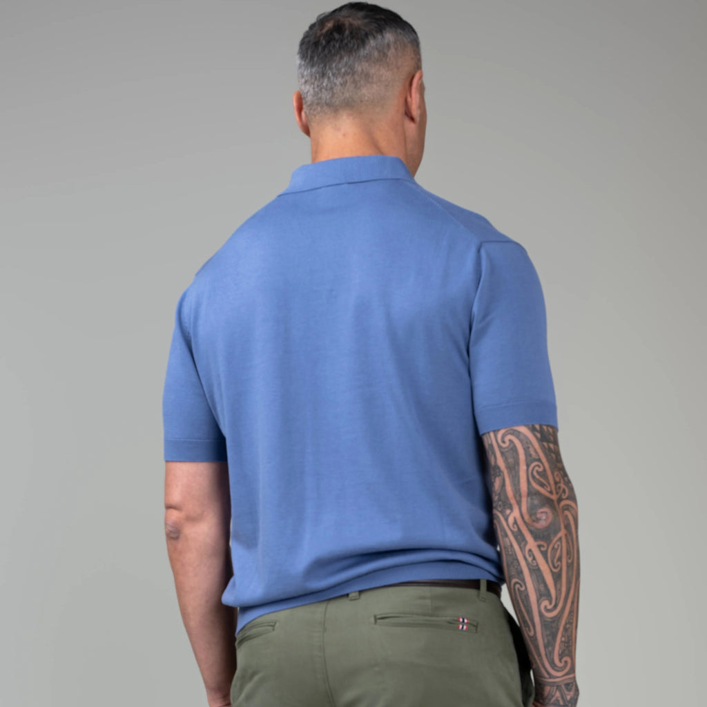 Rembrandt Amalfi Blue Knitted Polo CK4175SAMAL Blue