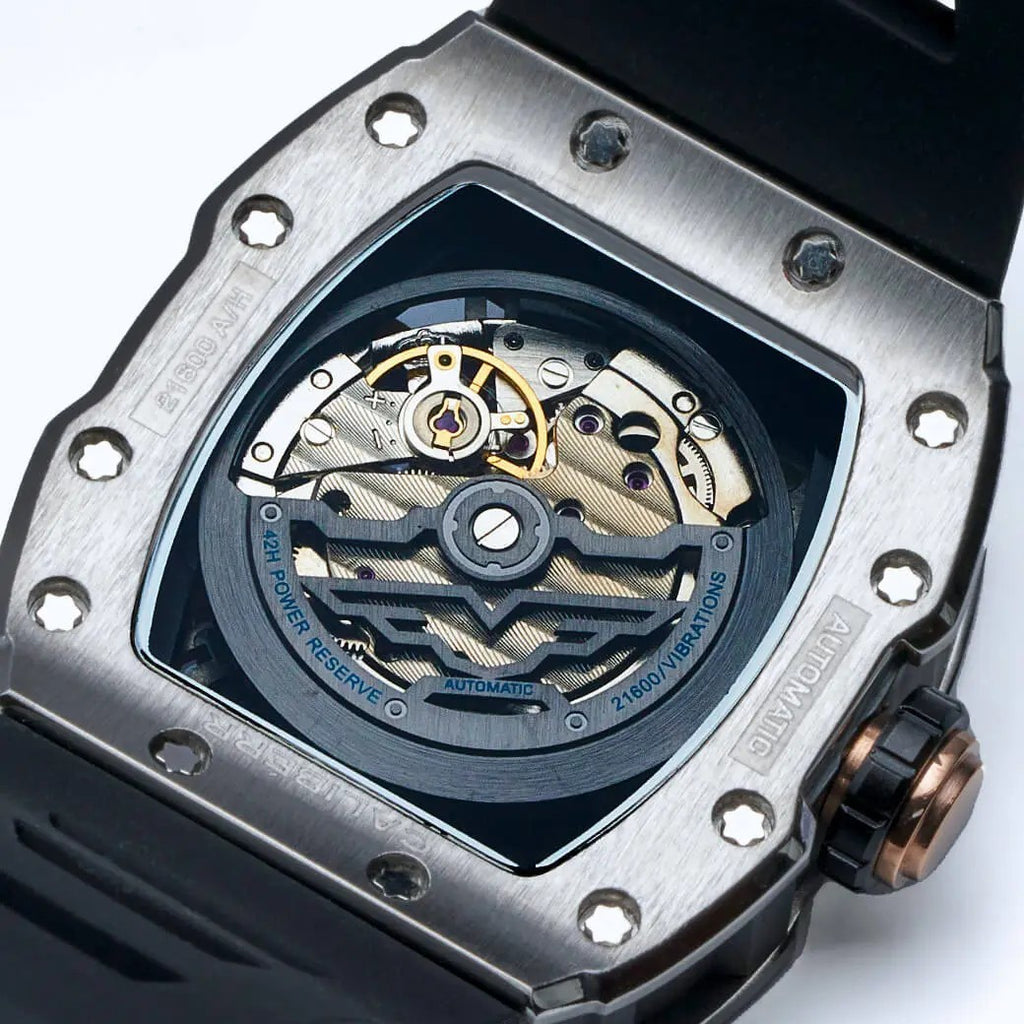 Calibérr Skeleton Stainless Steel/Black Watch