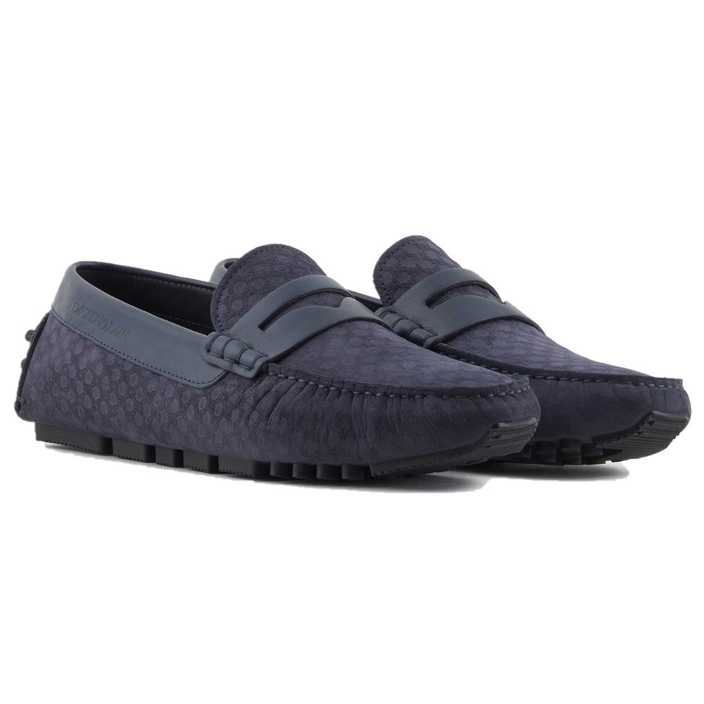 Emporio Armani Leather Driving Loafers X4B152 XR195 U174 Navy