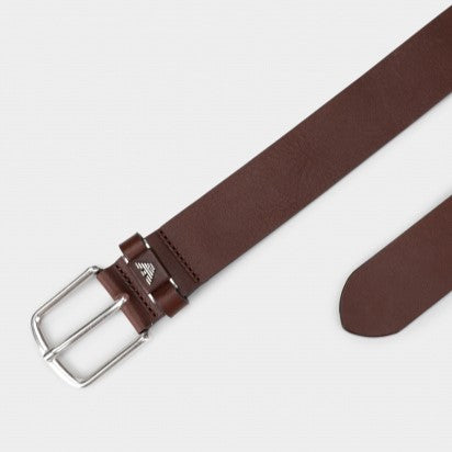 Emporio Armani Dark Tan Leather Belt - Ignition For Men