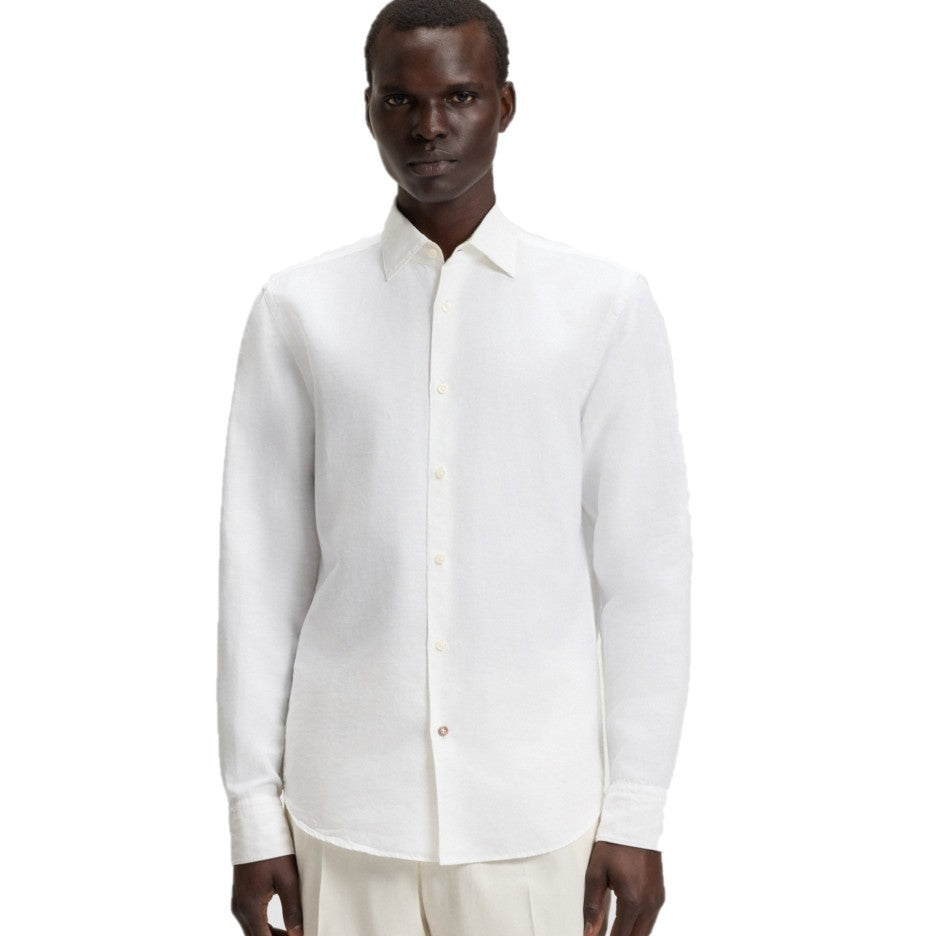 Hugo Boss Regular-fit Linen Shirt 50539531 10259309 100 White