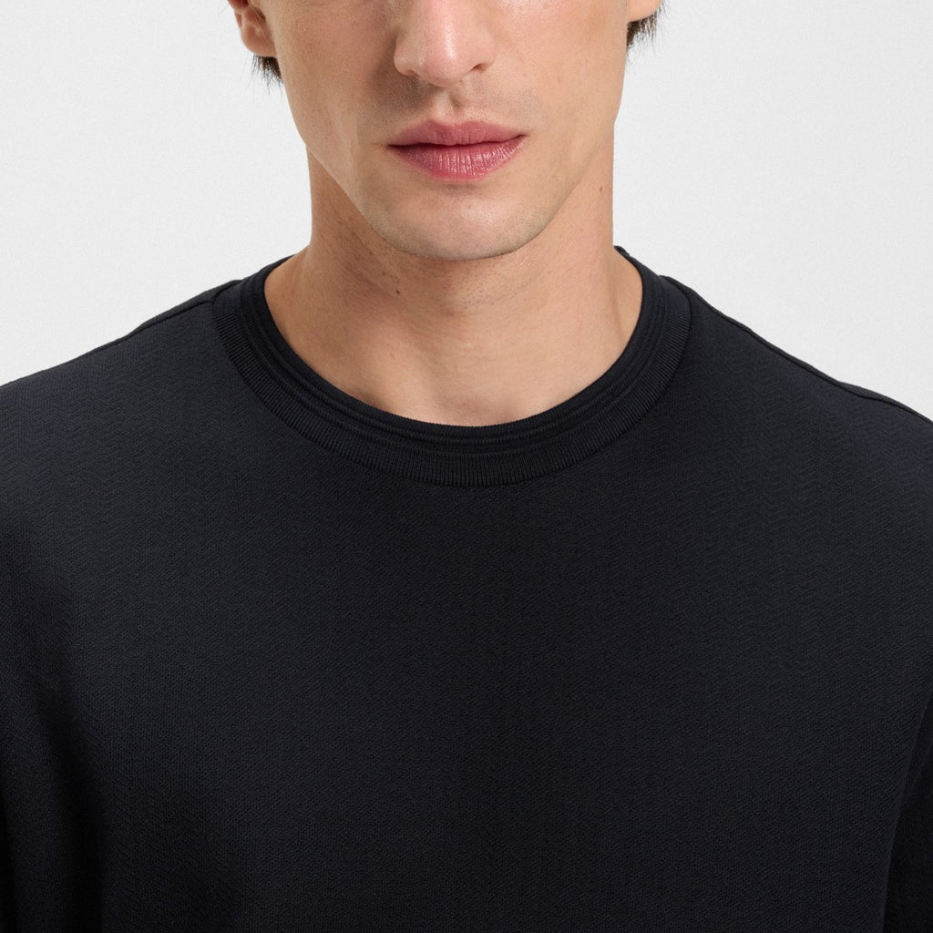 Hugo Boss Herringbone-Structure T-shirt 50549601 10275625 404 Dark Navy