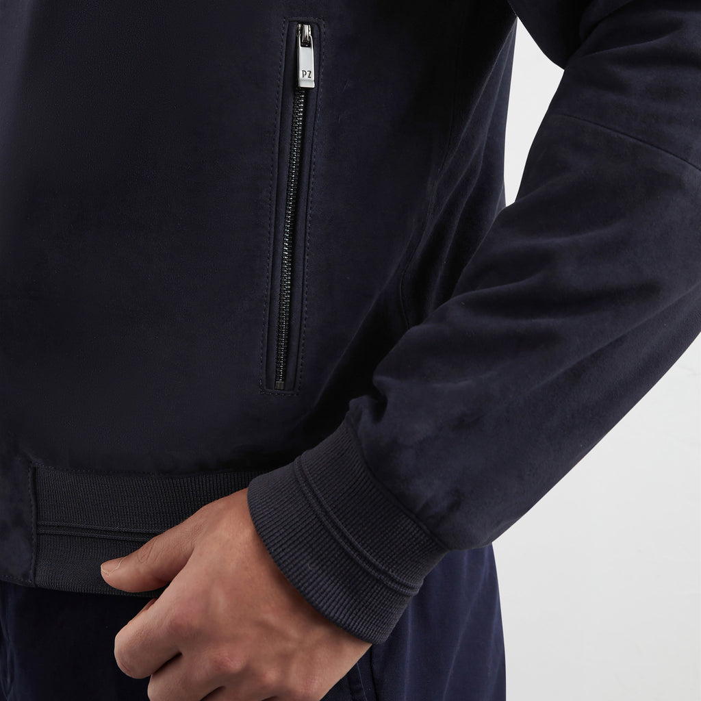 Pal Zileri Ultra Light Suede Bomber Jacket 9A36PJ200 PL278 NAVY BLUE