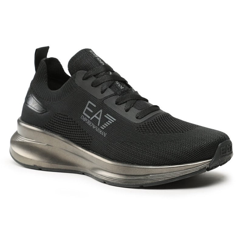 EA7 Maverick Knit Sneakers X8X149 XK349 E593 Black & Gunmetal