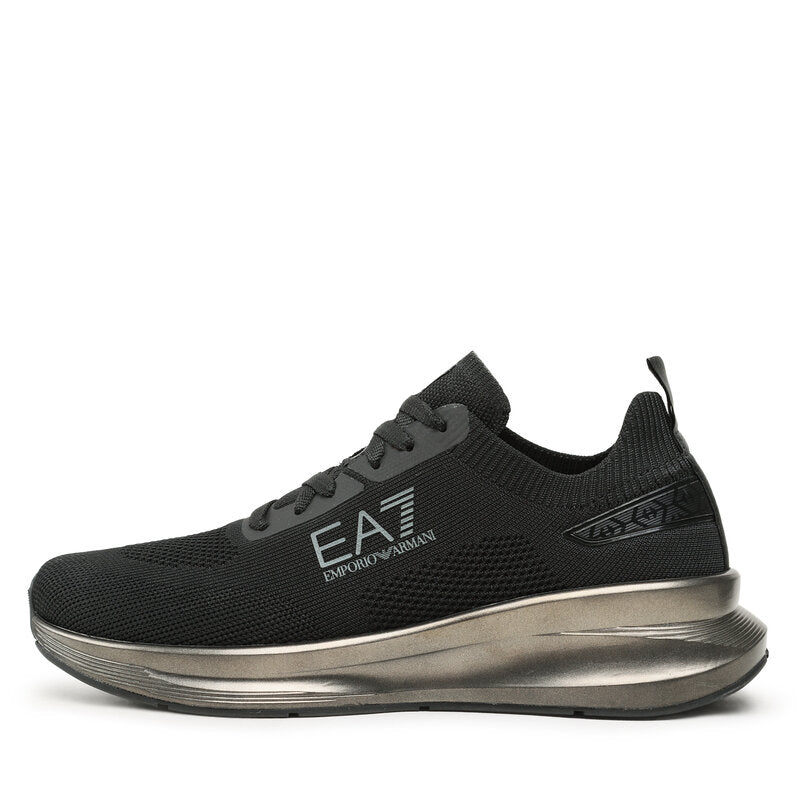 EA7 Maverick Knit Sneakers X8X149 XK349 E593 Black & Gunmetal