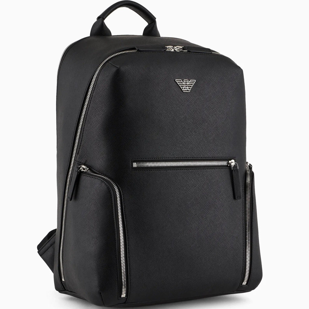 Emporio Armani Saffiano Leather Backpack Y4O409Y138E181072 Black