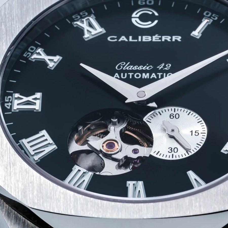 Calibeer Classic 42 Stainless Steel Case Black Dial Black Band watch