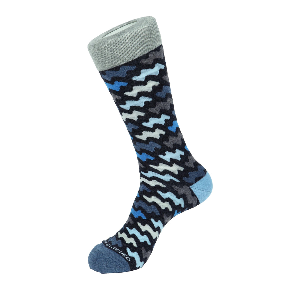 Unsimply Stitched Grey Comic Wave Socks - Ignition For Men