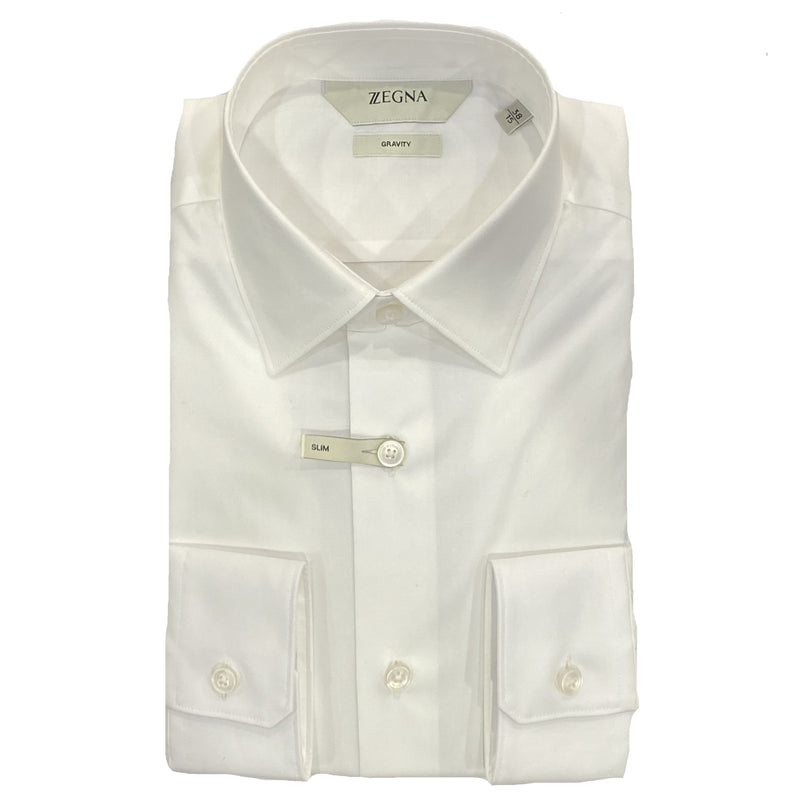 ZZegna Cotton Stretch Poplin Shirt 305100 ZCSC1 White