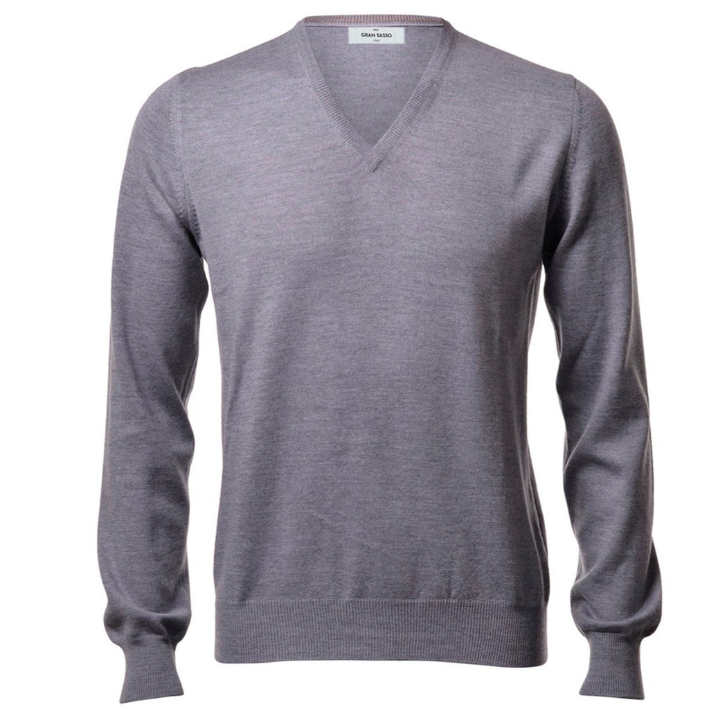 Gran Sasso Wool V Neck Knit Grey Pullover 55115/14290 071 48