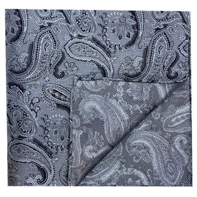Dormeuil Silver Paisley Pocket Square - Ignition For Men