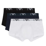 Emporio Armani Three Pack Trunk Briefs Black White Navy 111357CC71556110 